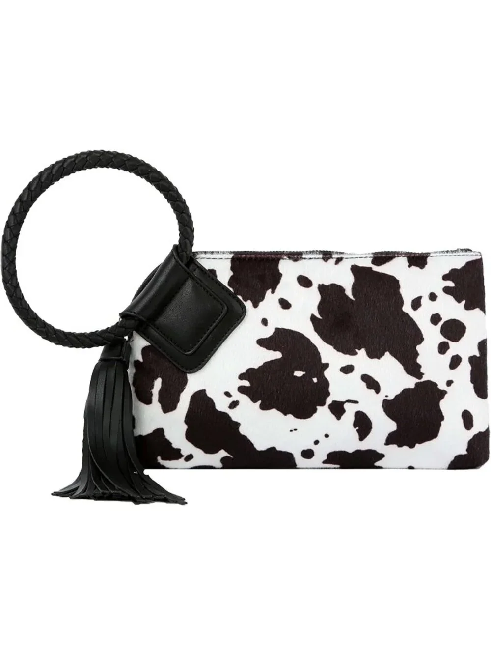 Women's Black White Leather Formal Purse Wristlet Wallet Casual Evening Handbag